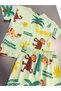 Boys' Top and Bottom Set - Monkey Patterned T-Shirt and Shorts Set - 3
