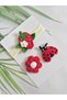 Handmade Strawberry Patterned Newborn Baby Bandana and Buckle Set Cotton String 3-Piece Baby Hair Accessory 3-Piece Special Set (1 Bandana + 2 Baby Buckles) - 6
