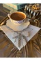 1 Piece of White Pearl and Stone Bow Embellished Coffee Side Presentation Napkin - 4