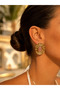Oval Gold Women's Earrings Large Layered Hoop Design Detailed Earrings - 2