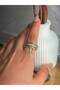 Women's Steel N Letter Zircon Stone Ring |   Golden Color - 2