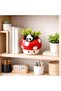 Red Mushroom Panda Planter Polyresin Decorative Flower Pot Cute Animal Succulent Holder with Drainage Hole Indoor Outdoor Home Office Desk Decor Pen Pencil Holder Propagator Kit Gift (Red) - 2