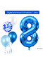 Blue Number 8 Birthday Party Balloon & Banner Set. - 3