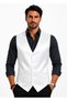 Men's V-Neck Vest White Satin Suit Suitable for Grooms 50310 - 2
