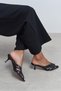 Rosie Black Metallic Open Toe Detailed Caged Women's Heeled Slippers - 7