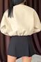 Women's Black Mini Skirt High Waist Pleated Button Detail Plain Woven - 4