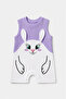 Baby Girl Romper Summer 100% Cotton Ribbed Sleeveless Rabbit Printed Snap Fastener Baby Romper 0-9 Months - 2