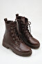 Lace-Up Zipper Detailed Women's Boots Matte Light Brown R15D101 - 2