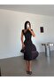 Shoulder Detail Zero Sleeve Dress - Black