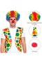 (eb244)4PCS Clown Costume Set Adults Children Clown Wig Red Nose Tie Vest Accessories for Men Women Cosplay Party Festival Pretend Play Halloween - 3
