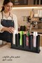 1 Plastic Cup Lid Organizer Holder 4 Compartment Countertop Dispenser Black Space Saving