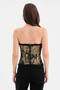 Women's Underwire Gold Jacquard Fabric Detailed Strapless Design Corset - 2