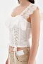 Women's Corset with Covered Bust and Lace Ruffle Detail on the Shoulders - 5