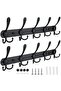 Wall-Mounted Coat Rack Five Heavy-Duty Three-Hook All-Metal Construction for Jackets Hoods Entrance Mud House Matte Black 2 Packs