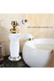 Antique ceramic brass bathroom sink faucet, blue and white porcelain long-necked retro-style faucet, kitchen sink hot and cold water faucet (white). - 4