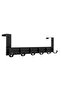 Black behind-the-door coat rack with stainless steel hooks, 6 hooks, suitable for kitchens.
