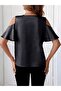 Women's Short Sleeve Strappy Lace Detailed Dubai Blouse - 4