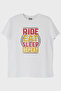 تي شيرت أبيض مطبوع عليه Ride Eat Sleep Repeat