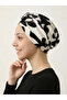 Patterned Crossed Combed Cotton Ecru-Black Ready-To-Wear Turban Hijab Pool Cap Suitable for Medical Use - 2