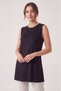 Women's Four Seasons Crew Neck Sleeveless Viscose Short Tunic Black - 7