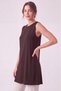 Women's Four Seasons Crew Neck Sleeveless Viscose Short Tunic Brown - 5