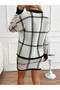 Women's Plaid Patterned Knitwear Double Set with Mini Skirt and Crew Neck Sweater Set - 7