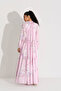 Chiffon Satin Dress with Bow Collar, Dark Pink - 5