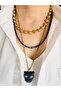 Triple Detachable Panther Lapis Lazuli Natural Stone Steel Combination Necklace - 2