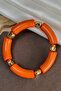 Orange Thick Bamboo Model Bracelet with Bold Pipe Cut Acrylic Resin and Gold Apparatus - 2