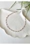 Light Effect Pink Glass Bead Detailed Gold Anklet 22+5 cm