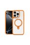 Apple iPhone 14 Pro Max Compatible Case with Magring Stand Silicone Case Orange