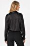Women's Double Set with Lace Blouse Satin Shirt Blouse Black - 2