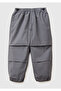 Boy's Anthracite Logo Printed Drawstring Waist Parachute Pants