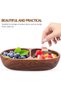 Wooden Divided Bowl - Double Compartment Salad and Snack Bowl with Natural Wood Texture - Perfect for Nuts, Fruit, Candy, and Salads - 3