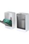 2-Pack Wall-Mounted Soap Dish with Lid, Waterproof & Dustproof No-Drill Transparent Self-Draining Storage Tray for Bathroom & Kitchen, White