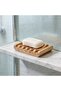 2 pieces - Hollowed-out bamboo soap dish with drainage hole - Bathroom soap dish - 11.5*8*2.2 cm - Wood color