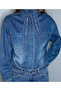 Çıkarılabilir fularlı denim gömlek - 6