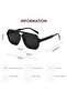 Men's and women's retro sunglasses, classic 70s retro rectangular oversized square sunglasses (black frame, gray lenses) - 4