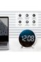 Digital Round LED Display Alarm Clock Small Clock Double Bells 3 Brightness Silent Table Loud Bedside Clock Bedroom Office White - 2