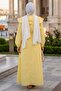 Collar Detailed Elastic Waist Belted Dress Yellow Hm2946 - 5
