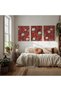 Wooden Framed 3 Piece Painting Red Peony Qmrc