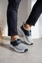 Ares Men's Gray Navy Blue Lace-Up Lightweight Orthopedic Eva Sole Knitwear Walking Casual Sneaker Sports Shoes - 2