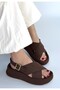 Usra Brown Leather Powder Buckle Sandals - 3