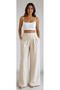 Linen Pants with Pockets and Elastic Waist at the Back