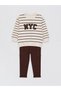 Two Mt Shop Quality Lcw Baby Brown Striped Nyc Printed Baby Boy Set - 3