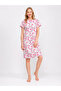 Women's Plus Size Buttoned Collar Nightgown(Dress) Short Sleeve 90% Cotton 10% Lycra - 2