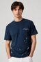 Men Crew Neck Short Sleeve Embroidered Logo T-Shirt, Washed Navy