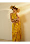 Yellow with Purple Polka Dot Sleeveless Tiered Maxi Dress - 6