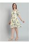 Yellow Floral Print Fit And Flare Knee-Length Dress - 2