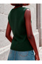 Green Knit Sleeveless Top with Floral Detail - 4